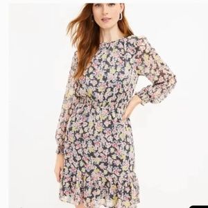 LOFT Floral Print Dress - Black, Pink, Yellow